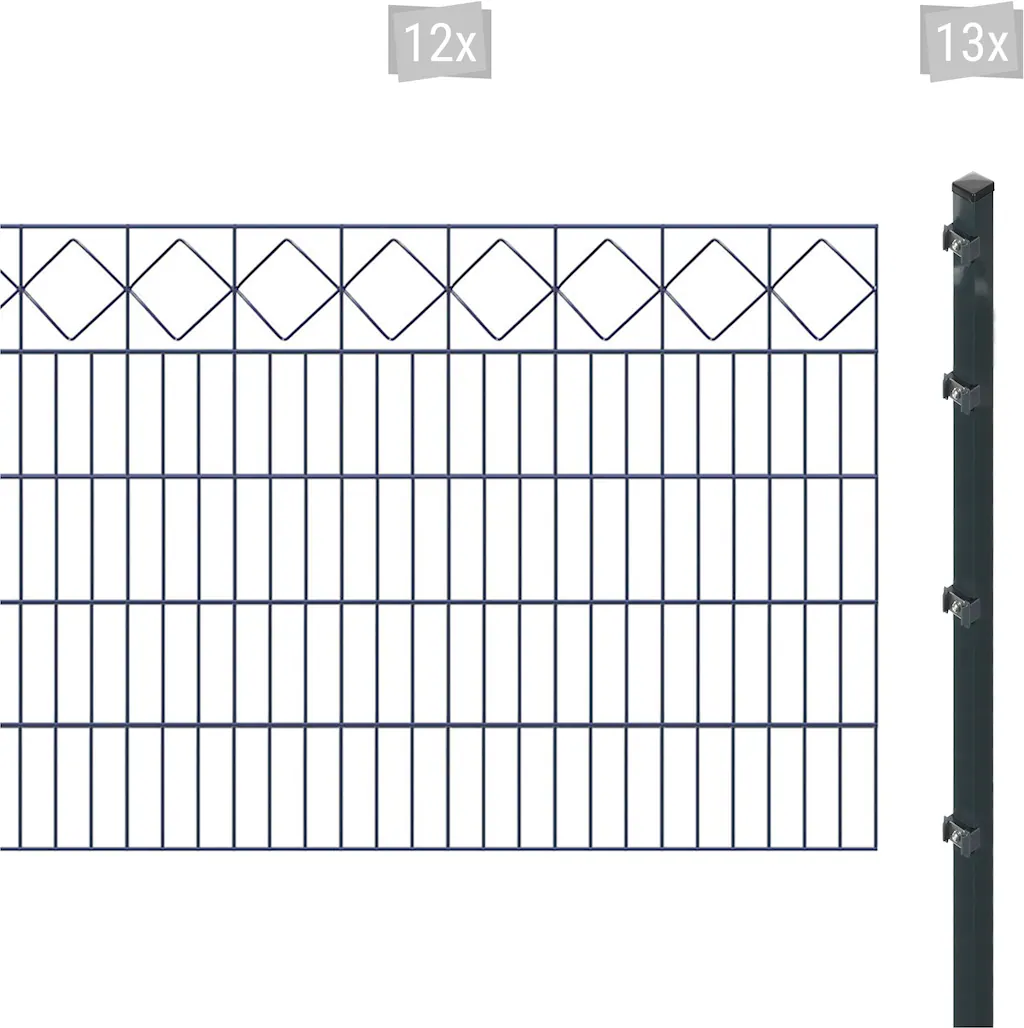 Bild von Arvotec Doppelstabmattenzaun ESSENTIAL 100 zum Einbetonieren "Karo" mit Zierleiste, (Set, 25-St), Zaunhöhe 100 cm, Zaunlänge 2 - 60 m
