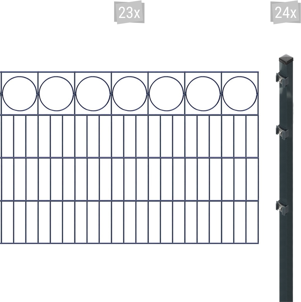 Bild von Arvotec Doppelstabmattenzaun ESSENTIAL 80 zum Einbetonieren "Ring" mit Zierleiste, (Set, 47-St), Zaunhöhe 80 cm, Zaunlänge 2 - 60 m