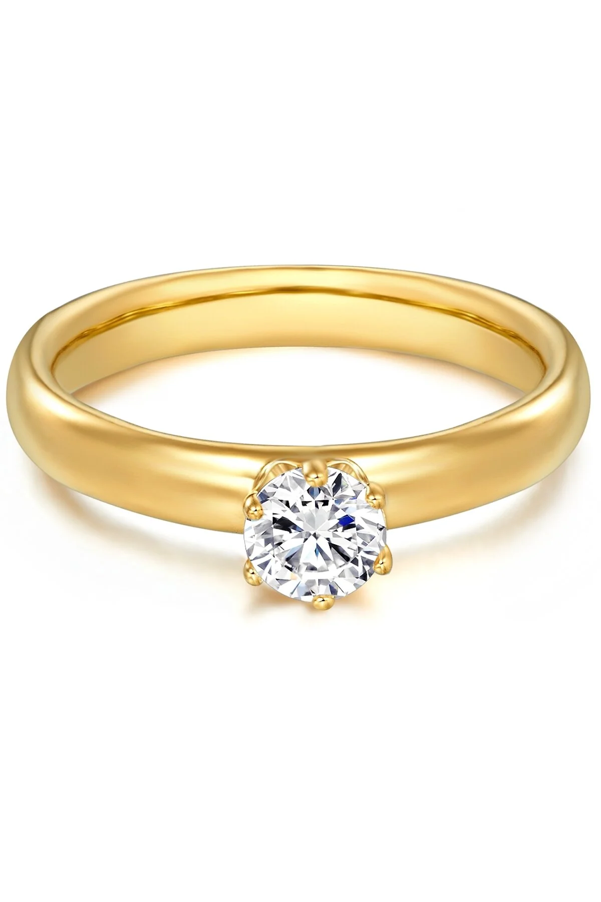 Bild von Trilani Silberring Ring Sterling Silber Gelbgold Zirkonia Weiß für Damen - 57
