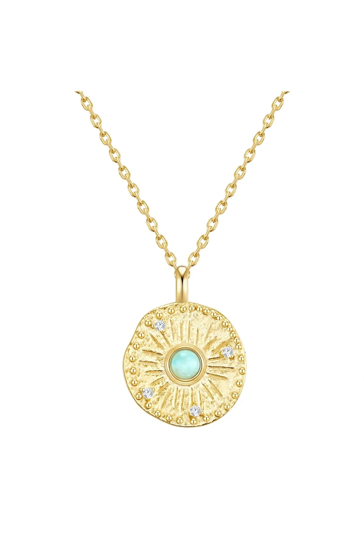 Bild von Glanzstücke München Silberhalskette Kette Mit Anhänger Sterling Silber Gelbgold Amazonit Grün Zirkonia Weiß für Damen - One Size