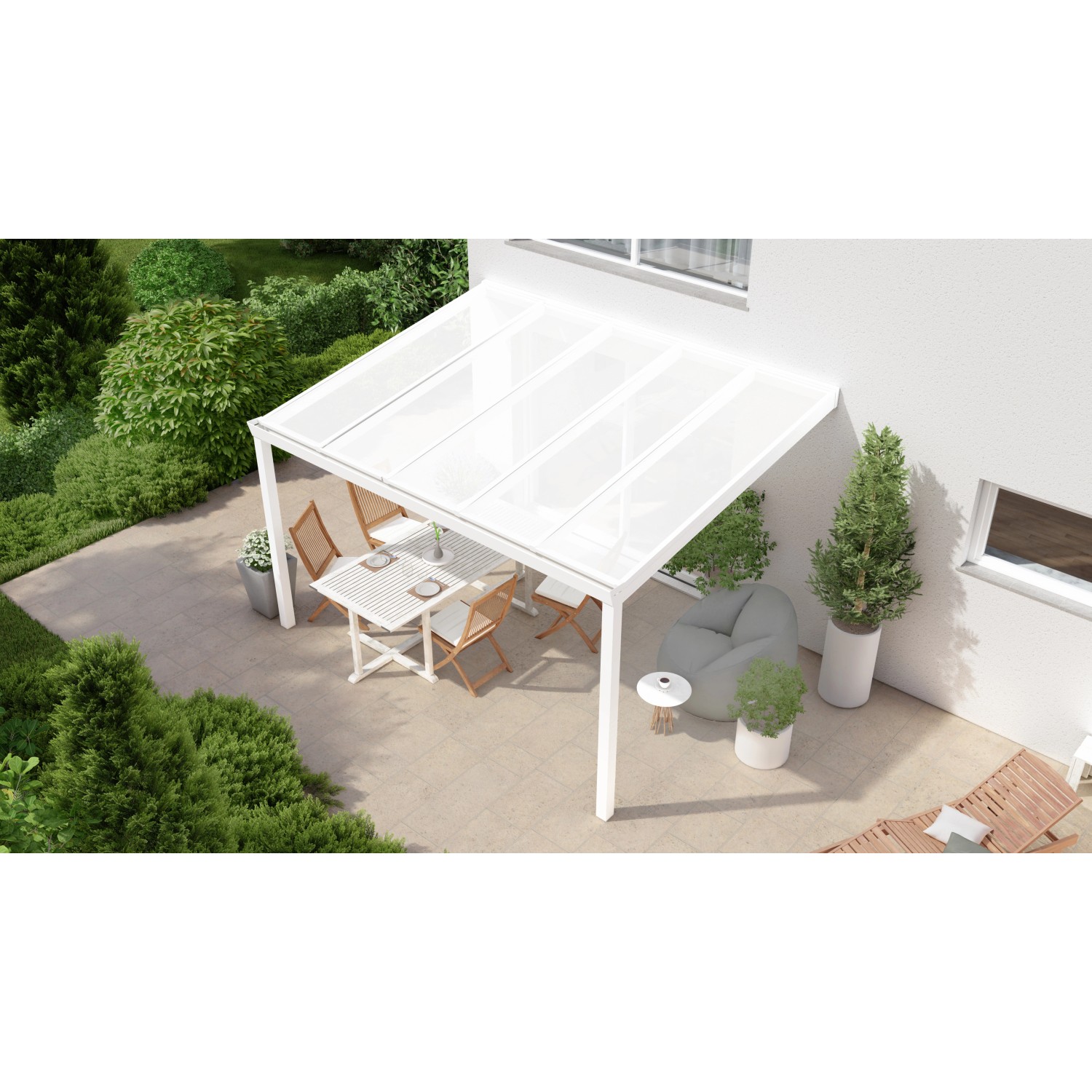 Bild von Terrassenüberdachung Professional 400 cm x 300 cm Weiß PC Opal