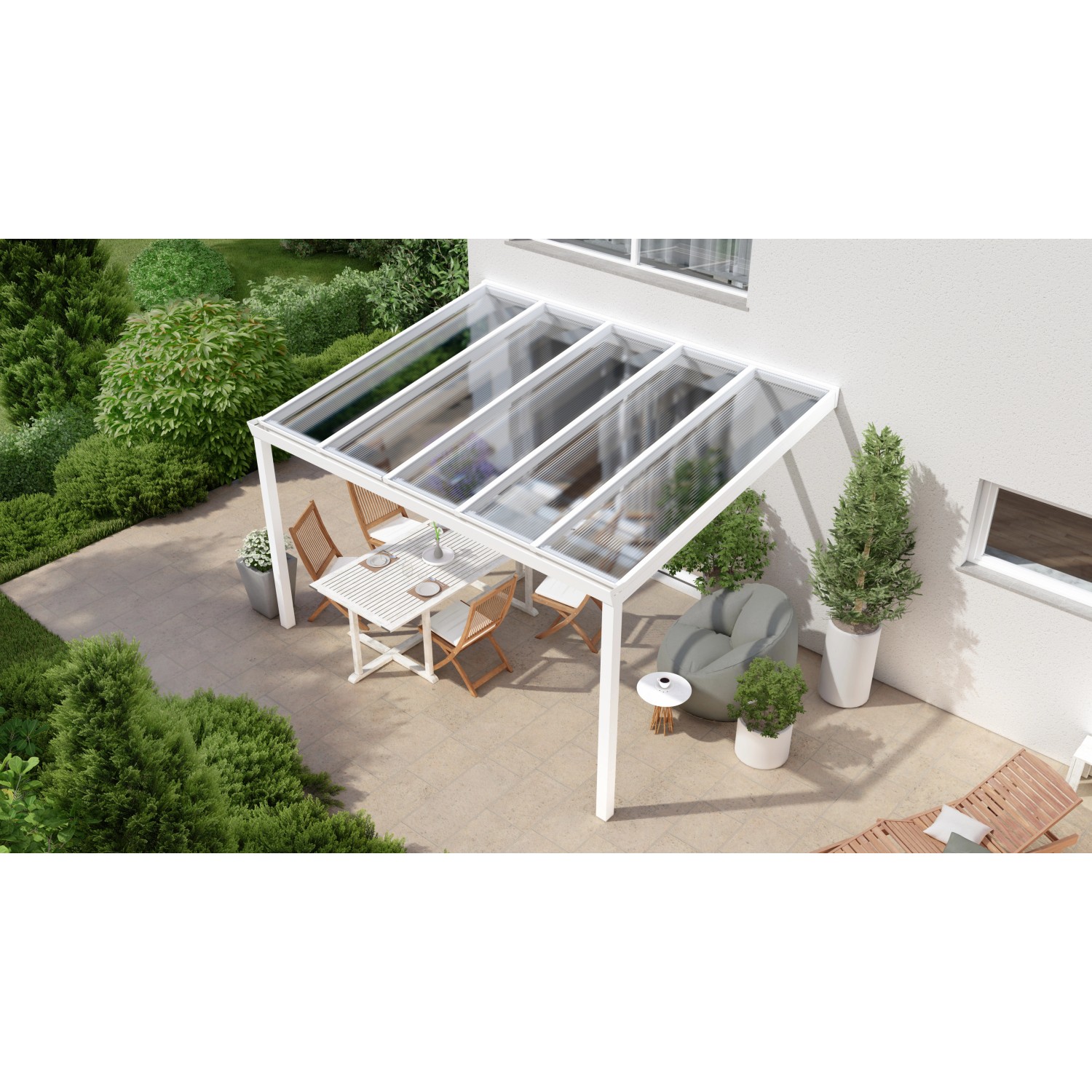 Bild von Terrassenüberdachung Professional 400 cm x 300 cm Weiß PC Klar