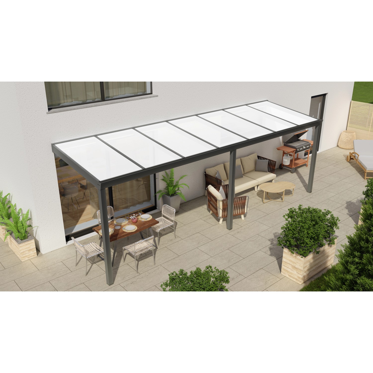 Bild von Terrassenüberdachung Professional 700 cm x 350 cm Anthrazit Struktur PC Opal