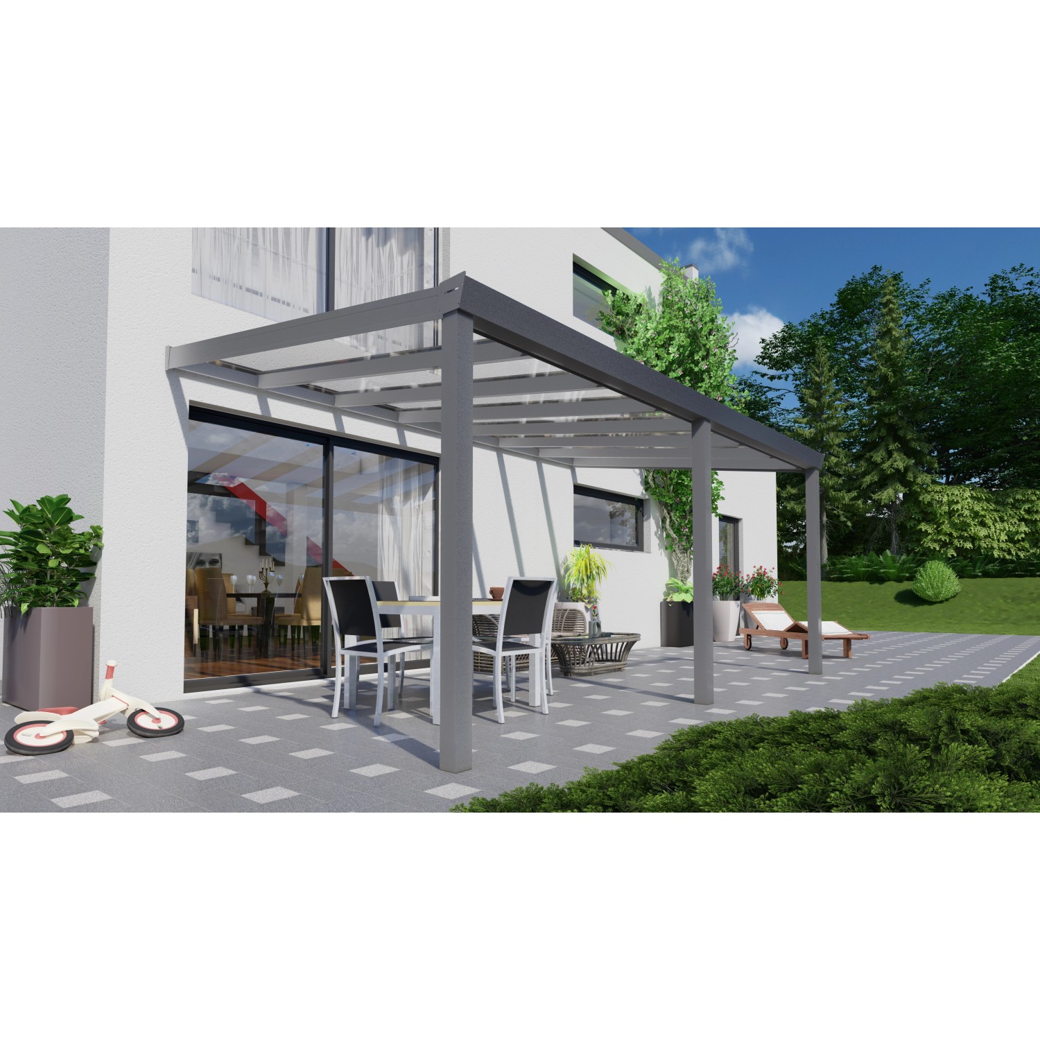 Bild von Terrassenüberdachung Professional 500 cm x 300 cm Anthrazit Struktur Glas