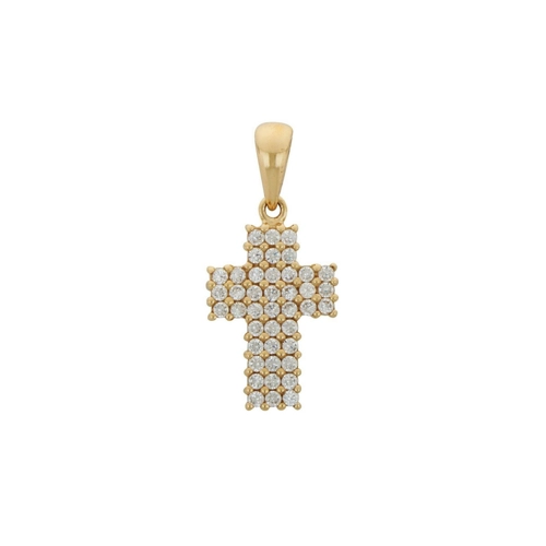 Bild von Tony Fein Kreuzanhänger aus 585er Gelbgold mit Weißen Zirkonia Steinen
