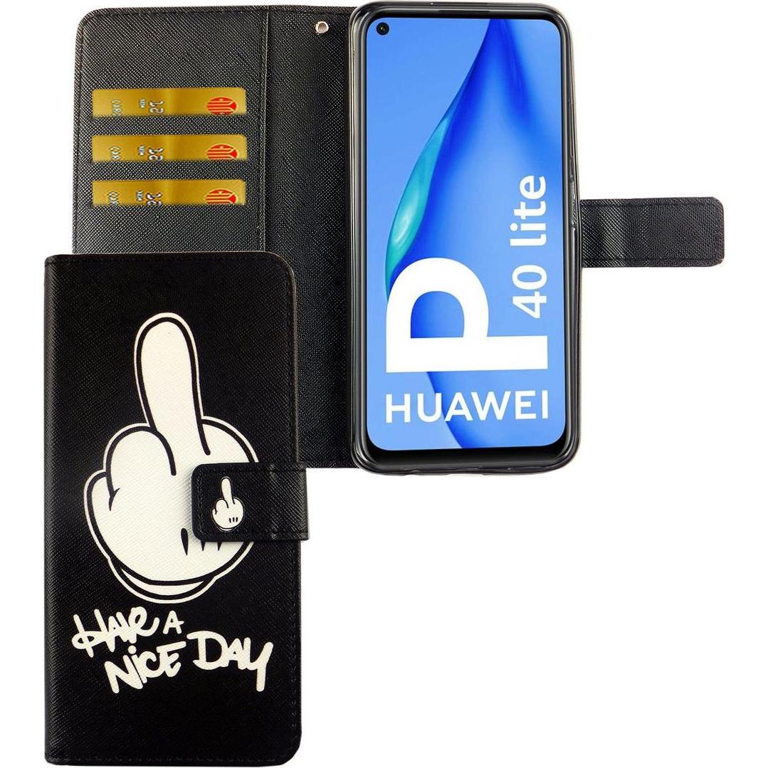 Bild von König Design Hülle Handy Schutz für Huawei P40 Lite Case Cover Tasche Wallet Etui Handyhülle (Huawei P40 Lite), Smartphone Hülle, Schwarz