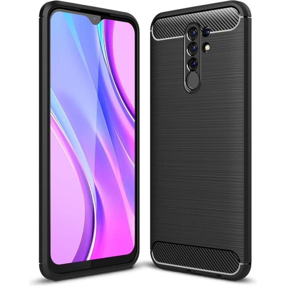 Bild von König Design Hülle Handy Schutz für Xiaomi Redmi 9 Case Cover Bumper Carbon Optik Schwarz (Xiaomi Redmi 9), Smartphone Hülle, Schwarz