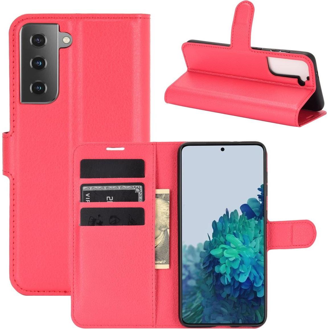 Bild von König Design Hülle Handy Schutz für Samsung Galaxy S21 Case Flip Cover Tasche Etui Bumper Rot (Samsung Galaxy S21+), Smartphone Hülle, Rot