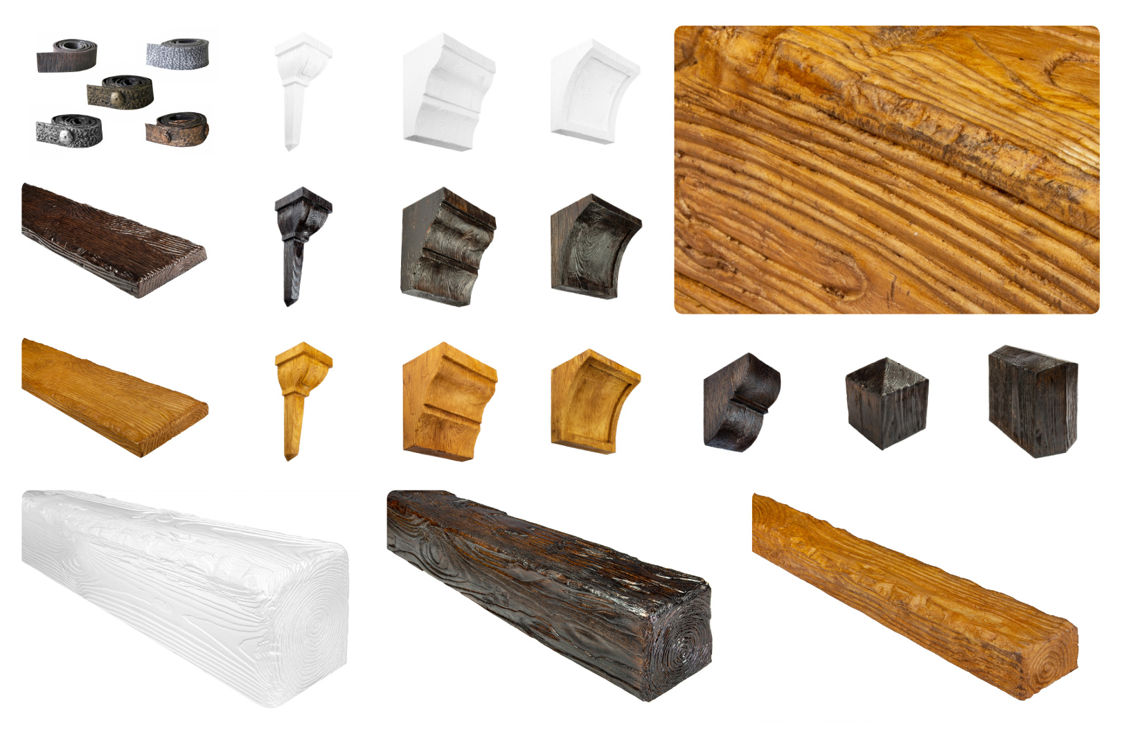 Bild von DECO WOOD Deckenbalken, Dekobretter & ZubehÃ¶r DW Rustikal aus PU in drei Farben, Balken / Brett 2m