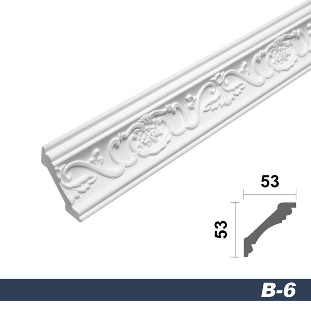 Bild von marbet design Stuckleiste B-06, 30 Meter, Deckenleisten Sparpaket aus Styropor EPS - Stuckleisten gemustert, leicht im traditionellen Design - 15 Stück / 30 Meter