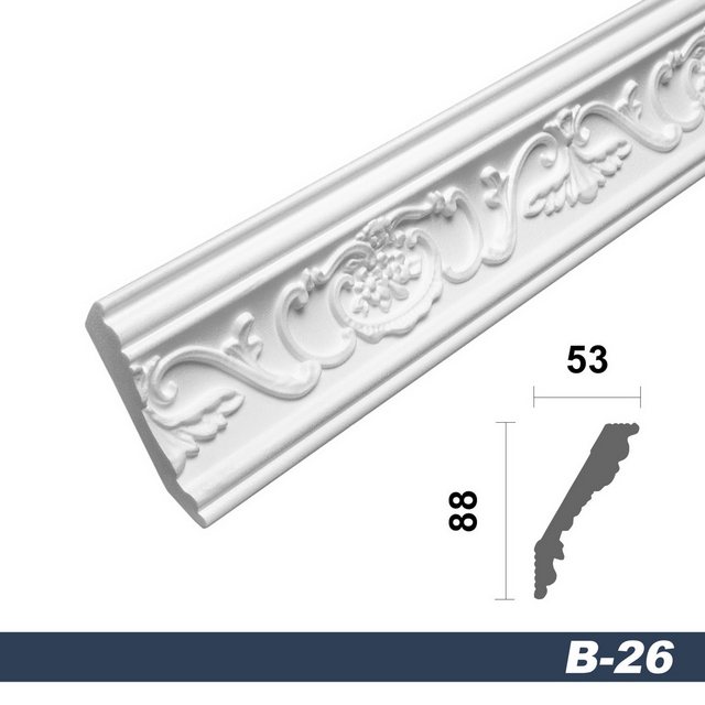 Bild von marbet design Stuckleiste B-26, 50 Meter, Deckenleisten Sparpaket aus Styropor EPS - Stuckleisten gemustert, leicht im traditionellen Design - 25 Stück / 50 Meter