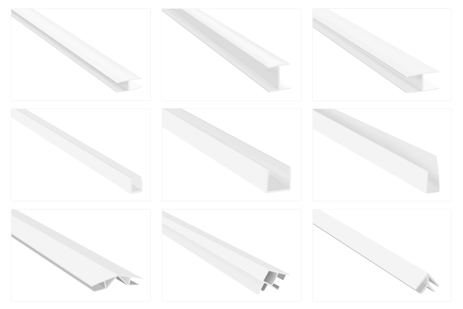 Bild von Einfassprofile PVC weiÃ 2m - H / U & Winkel Aufnahmeprofile, viele Modelle - HJ