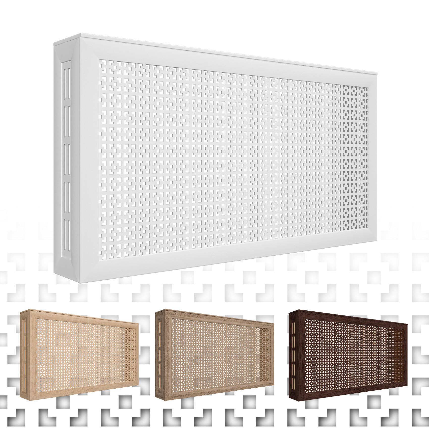 Bild von HeizkÃ¶rperverkleidung Damasco LÃ¼ftungsgitter Landhausstil, HDF/MDF Holz foliert 90/120/150cm - Stella Kollektion