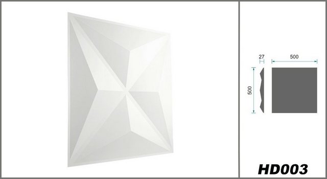Bild von Hexim Wanddekoobjekt HD003 (PVC Kunststoff - weiße Wandverkleidung mit 3D Optik - Diamond Motive (3 qm 12 Platten) Feuchtraumpaneele Gamingsetup)