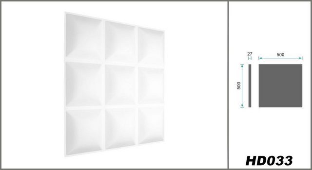 Bild von Hexim Wanddekoobjekt HD033 (PVC Kunststoff - weiße Wandverkleidung mit 3D Optik - Pyramiden Motive (0.25 qm 1 Platte) Platten Wandplatten modern)