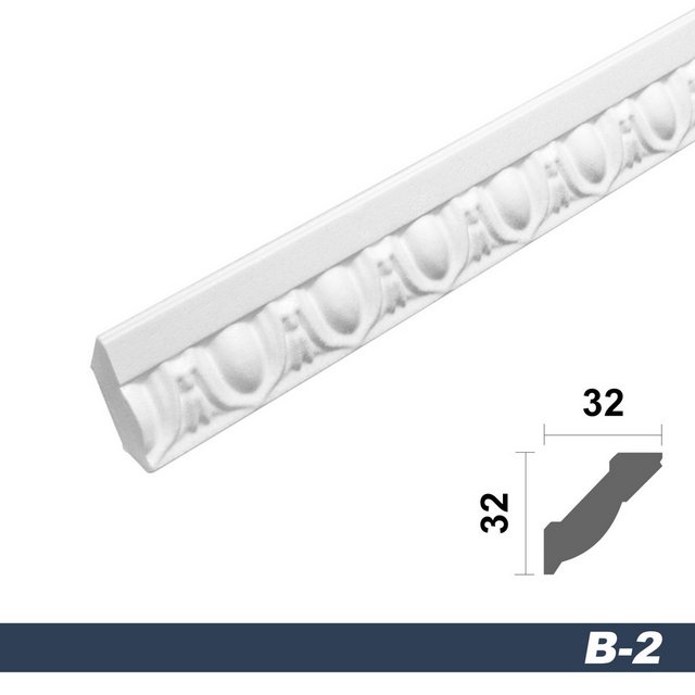 Bild von marbet design Stuckleiste B-02, 2 Meter, Deckenleisten Sparpaket aus Styropor EPS - Stuckleisten gemustert, leicht im traditionellen Design - 1 Stück / 2 Meter