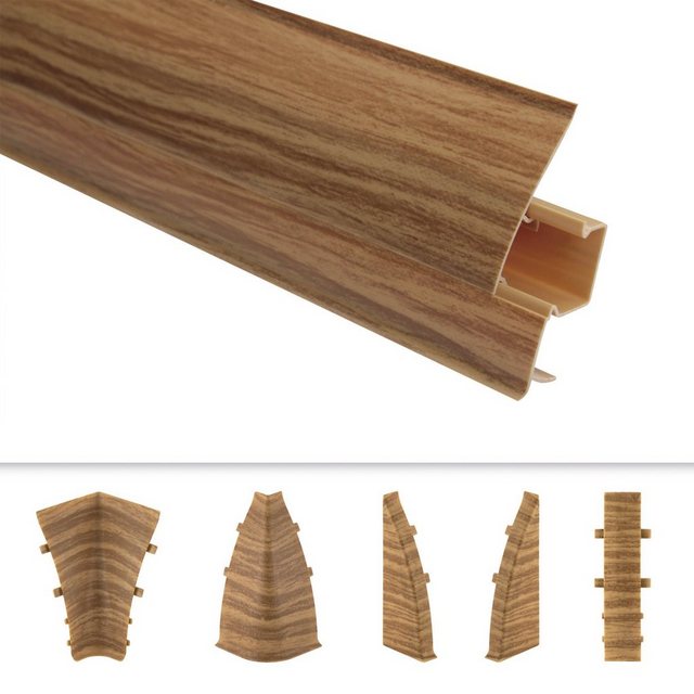 Bild von Lemal Sockelleiste, PVC Fußleisten 60x26mm mit Kabelkanal - (Endkappe rechts) Boden Vinylboden Holzboden