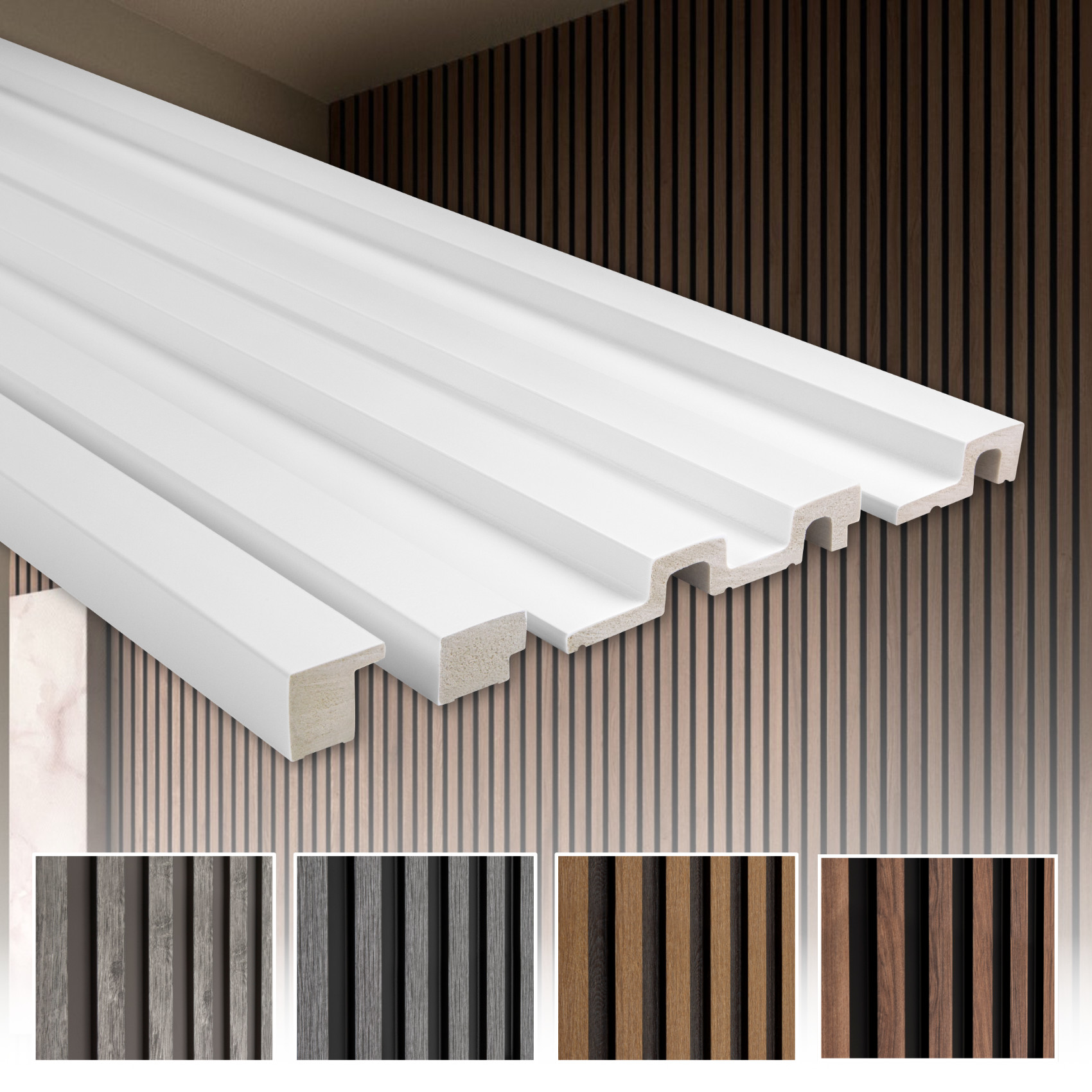 Bild von Lamellenwand 2 Meter Paneele HDPS Akustikpaneele Wandverkleidung Holz Optik