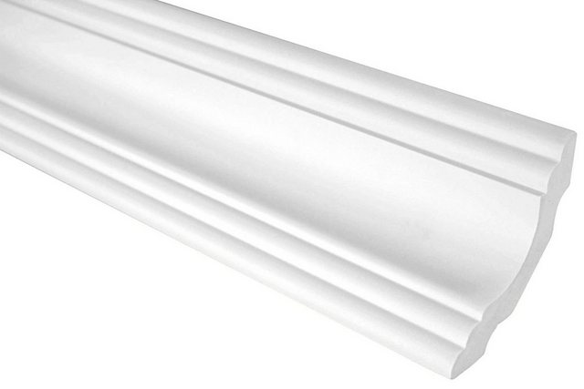 Bild von Hexim Stuckleiste P801, Max. Paket (bester Meterpreis), Stuckleisten Decke modern, PU Hartschaum & Flexibel - 2m Deckenleisten glatt Abschlussleiste Stuckprofil Dekorleisten (48 Meter weiß)