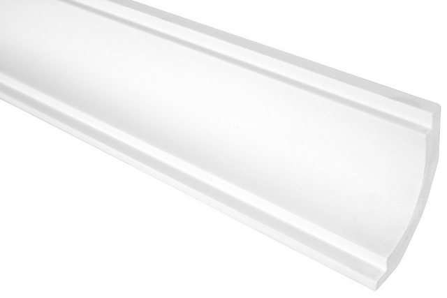 Bild von Hexim Stuckleiste P821, 2 Meter / 1 Leiste, Stuckleisten Decke modern, PU Hartschaum & Flexibel - 2m Deckenleisten glatt Zierprofile Leisten Deckenprofil Stukatur (2 Meter weiß)