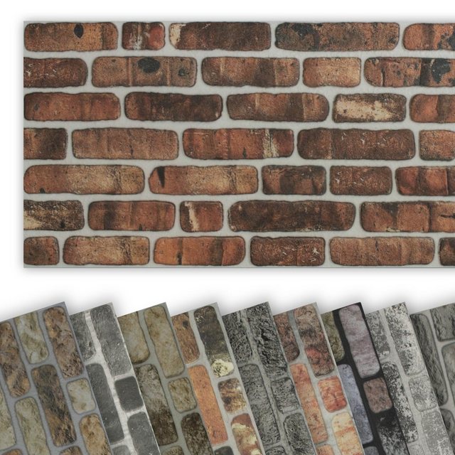 Bild von Hexim Wanddekoobjekt WP1003 (Wandverkleidung in Steinoptik EPS Styropor Paneele - 1000x500 mm 3D Paneele Wärmedämmung (0,5m² WP1003) selbstklebend Ziegel Maueroptik Steinimitat)