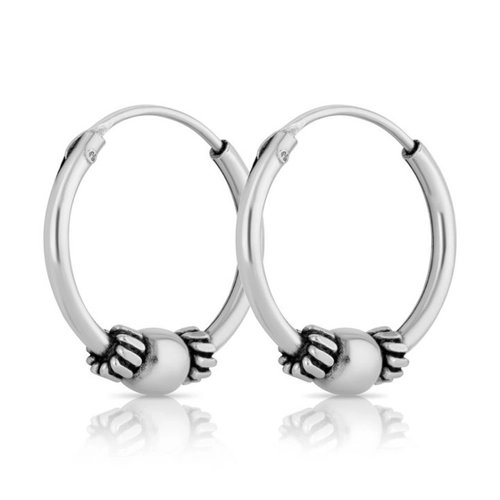 Bild von NKlaus Paar Bali Creolen 14mm aus 925 Sterling Silber