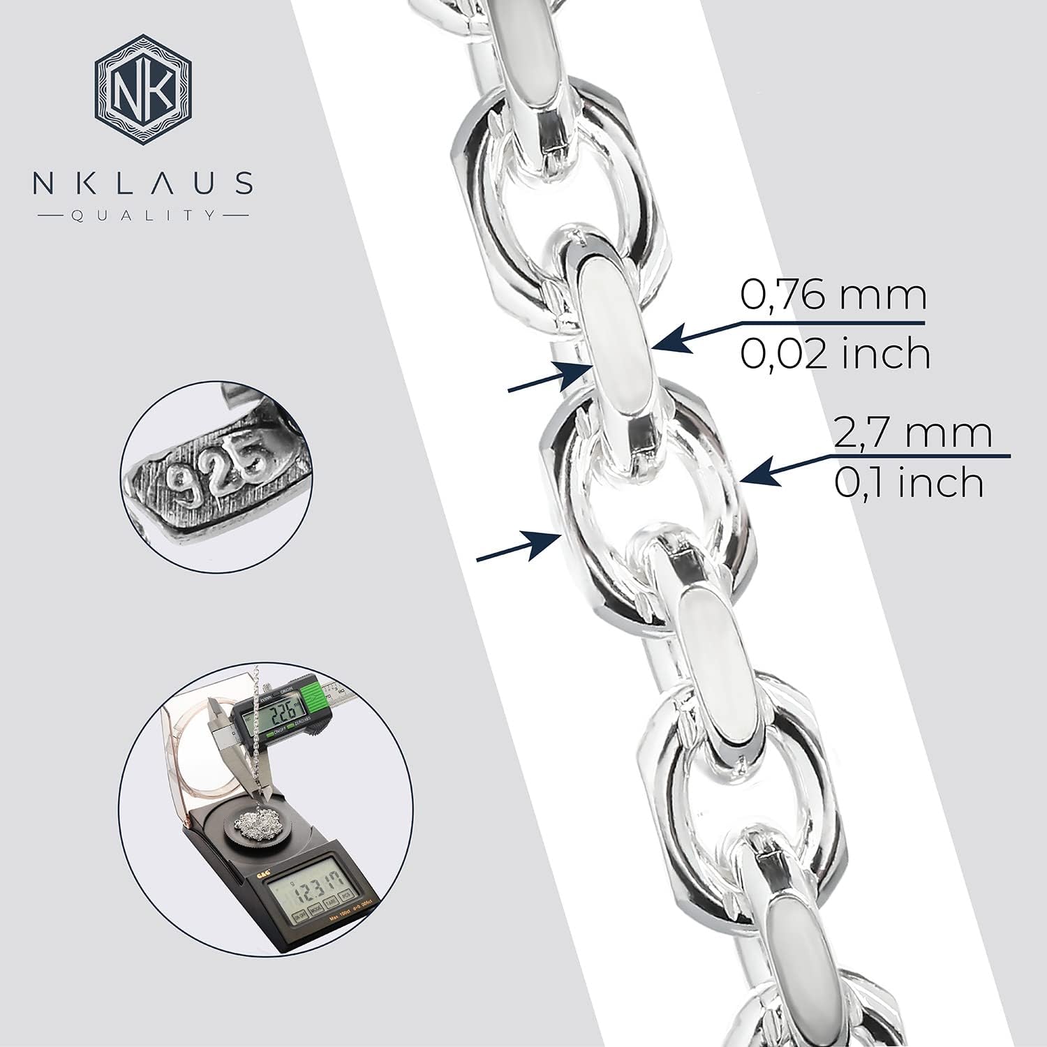 Bild von NKlaus 55cm Ankerkette 925 Silber elegante Halskette Breite: 2,7mm Collier 11g schwer 3690