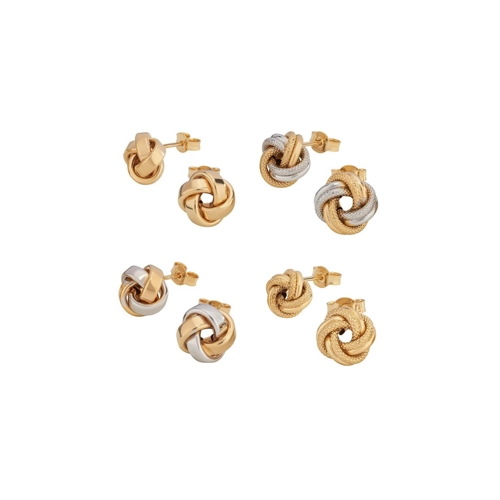 Bild von Stilvolle NKlaus Paar Ohrstecker – Bicolor Knoten im 585 Gelbgold Design