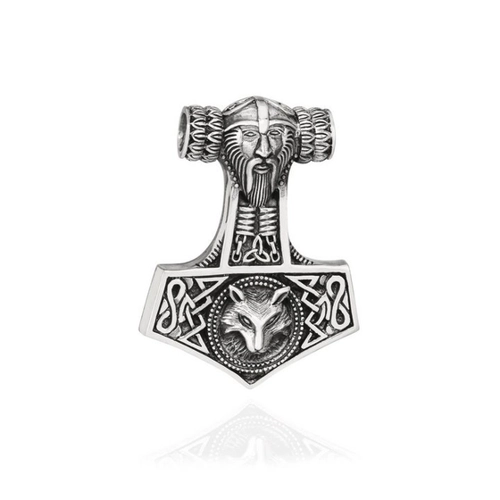 Bild von NKlaus Kettenanhänger Thors Hammer mit Fuchs aus 925 Silber