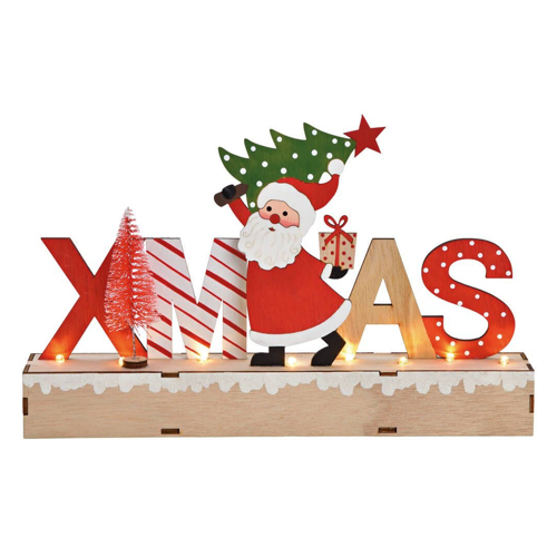 Bild von matches21 HOME & HOBBY Dekofigur XMAS & Nikolaus Weihnachtsdeko beleuchtet bunt 30 cm