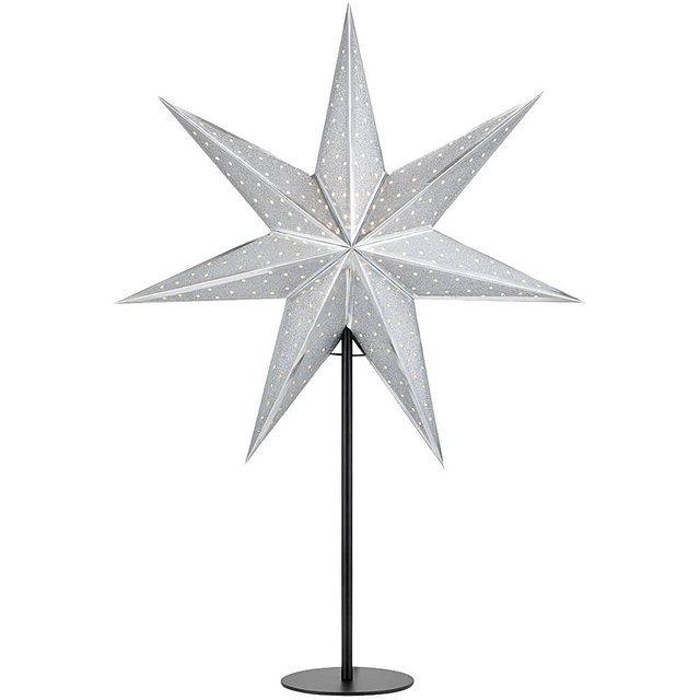 Bild von matches21 HOME & HOBBY Dekolicht LED-Stern Tischdeko Metall Ausstanzungen Ø 45x64 cm silber, LED, fest integriert, warmweiß