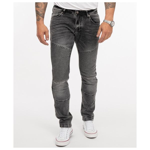 Bild von Rock Creek Herren Jeans Slim Fit Stretch Jeans Männerhose Herrenjeans Denim Hosen Herrenhose Bikerhose Stonewashed RC-2186 Grau W38 L30