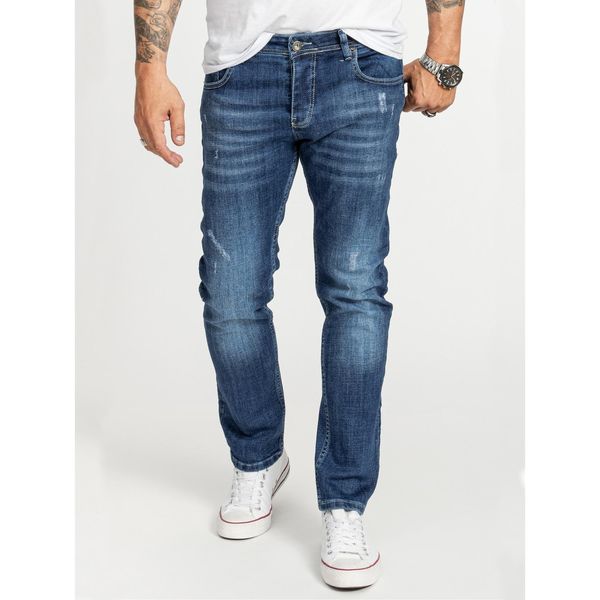 Bild von Rock Creek Herren Jeans Regular Fit Stretch Jeans Männerhose Herrenjeans Denim Hosen Herrenhose Straight Cut Stonewashed RC-2410 Blau W42 L34