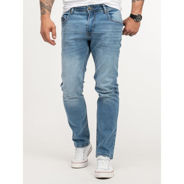 Bild von Lorenzo Loren Herren Jeans Regular Fit Stretch Jeans Männerhose Herrenjeans Denim Hosen Herrenhose Straight Cut Stonewashed LL-4001 Blau W44 L34