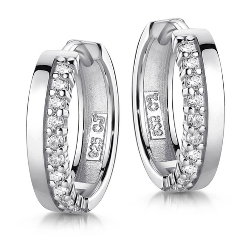 Bild von Materia Paar Creolen Damen Zirkonia 14mm aus 925 Sterling Silber
