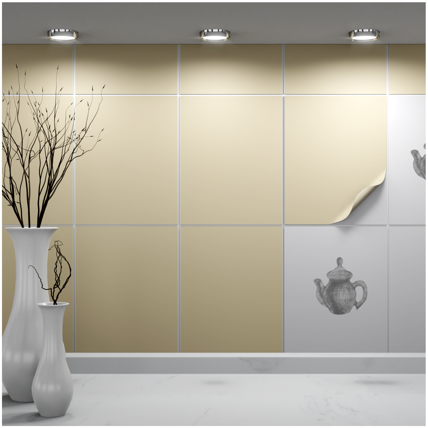 Bild von Fliesenaufkleber 20x25 cm für Küche, Bad - Fliesenfolie Beige matt - FoLIESEN