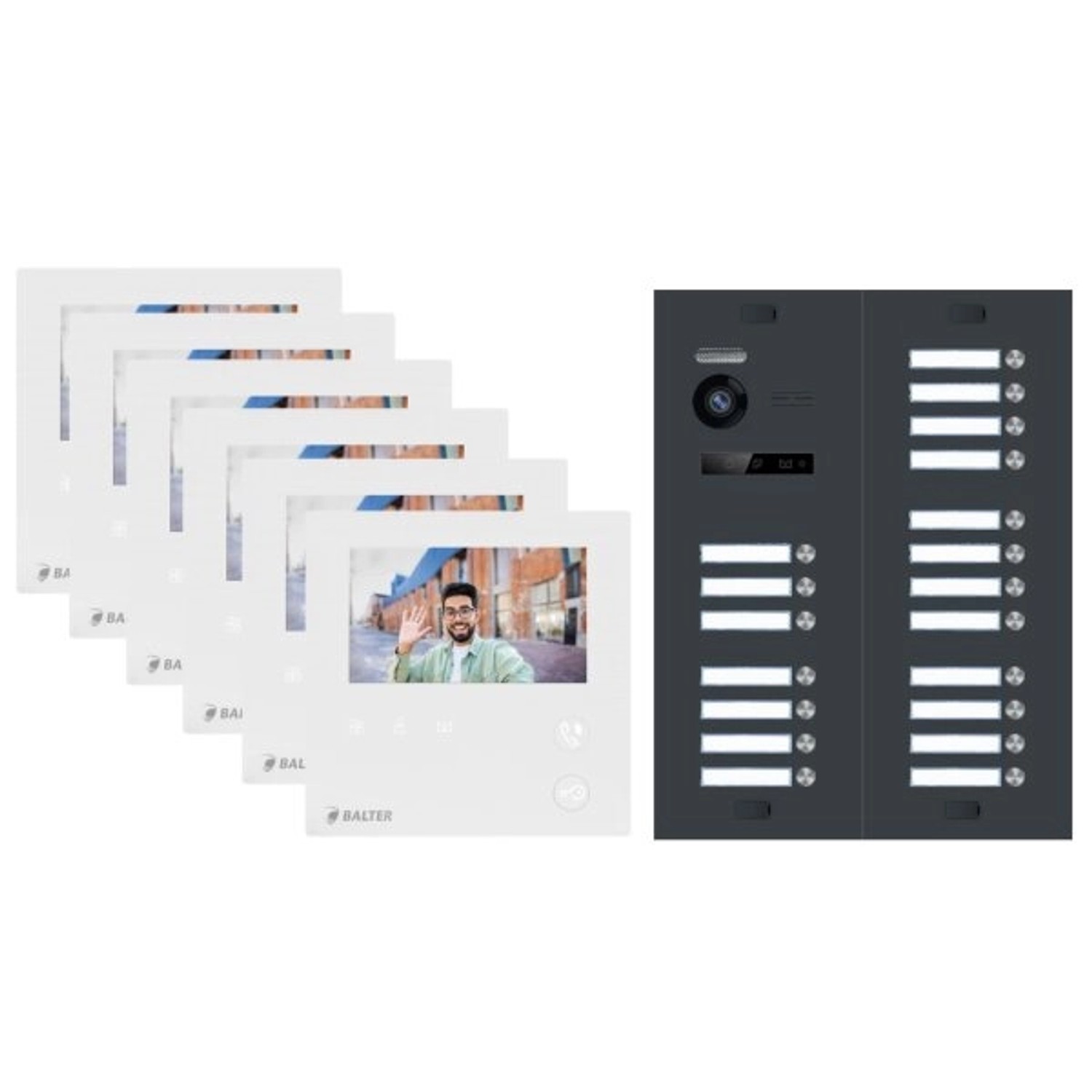 Bild von Balter Evo Mini Video Türsprechanlage für 19-Familienhaus 2-Draht Bus Türstation Anthrazit