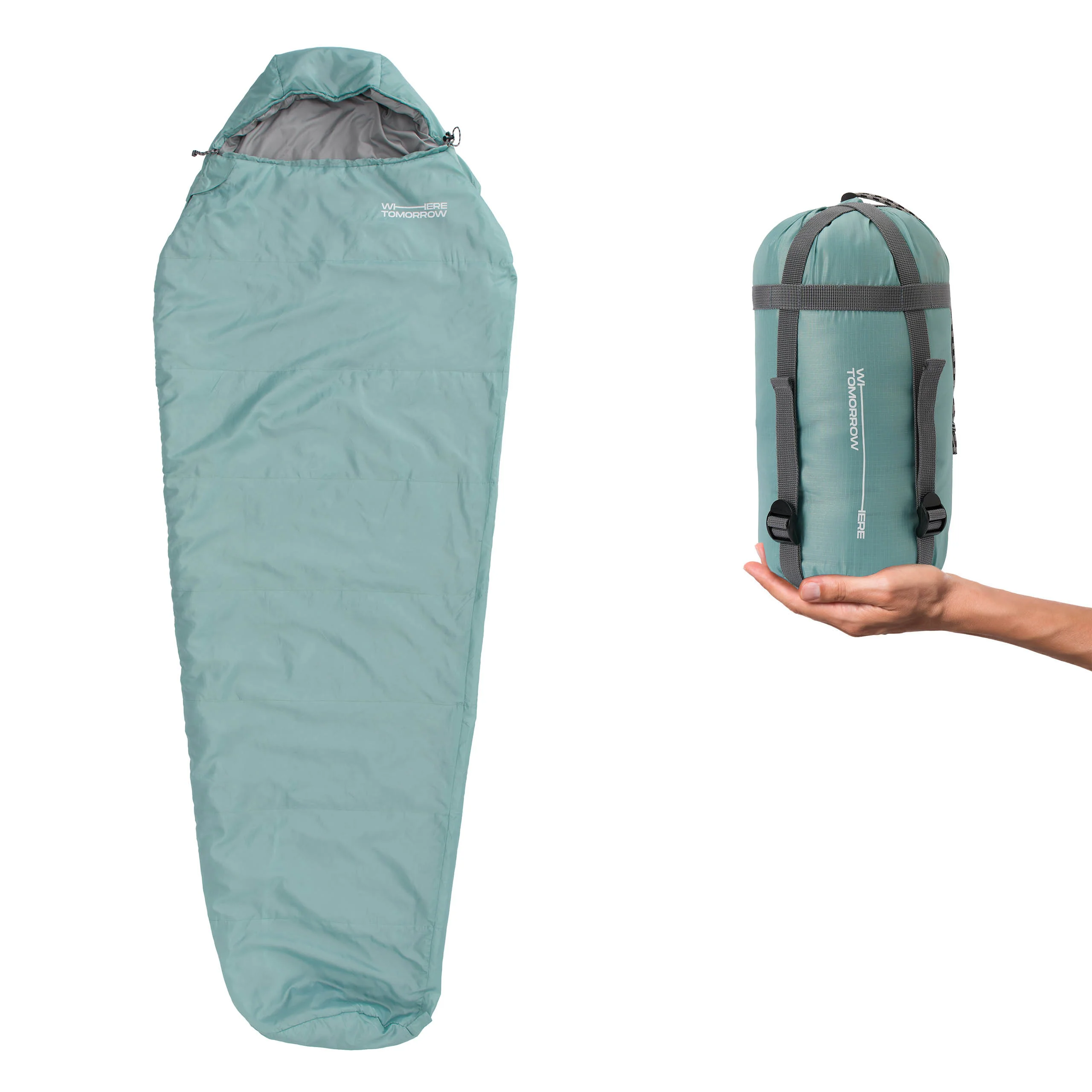 Bild von Lumaland Mumienschlafsack Where Tomorrow Camping Schlafsack 220x80x50, wasserabweisend Wärmekragen im Schulterbereich Camping Outdoor -5°C