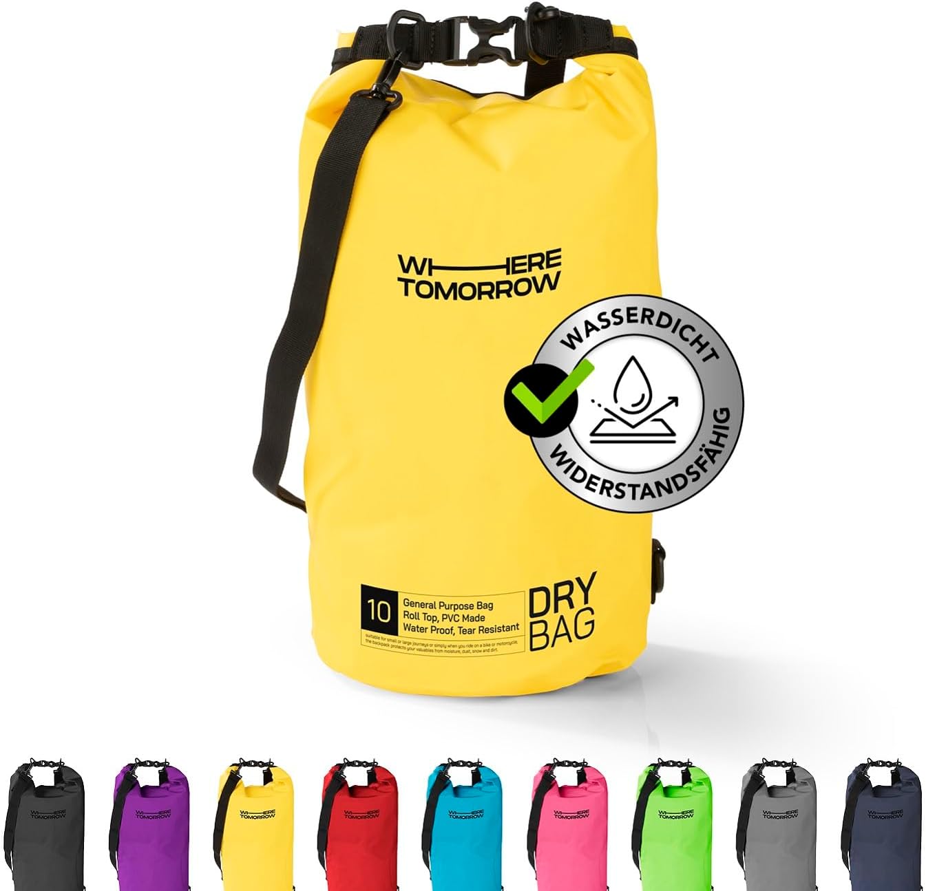 Bild von #DoYourOutdoor Where Tomorrow Dry Bag Tasche 10L gelb | Wasserdichter Rucksack | Wasserfester Beutel & Packsack | Drybag ideal für Boot, Kajak, Angeln und Camping