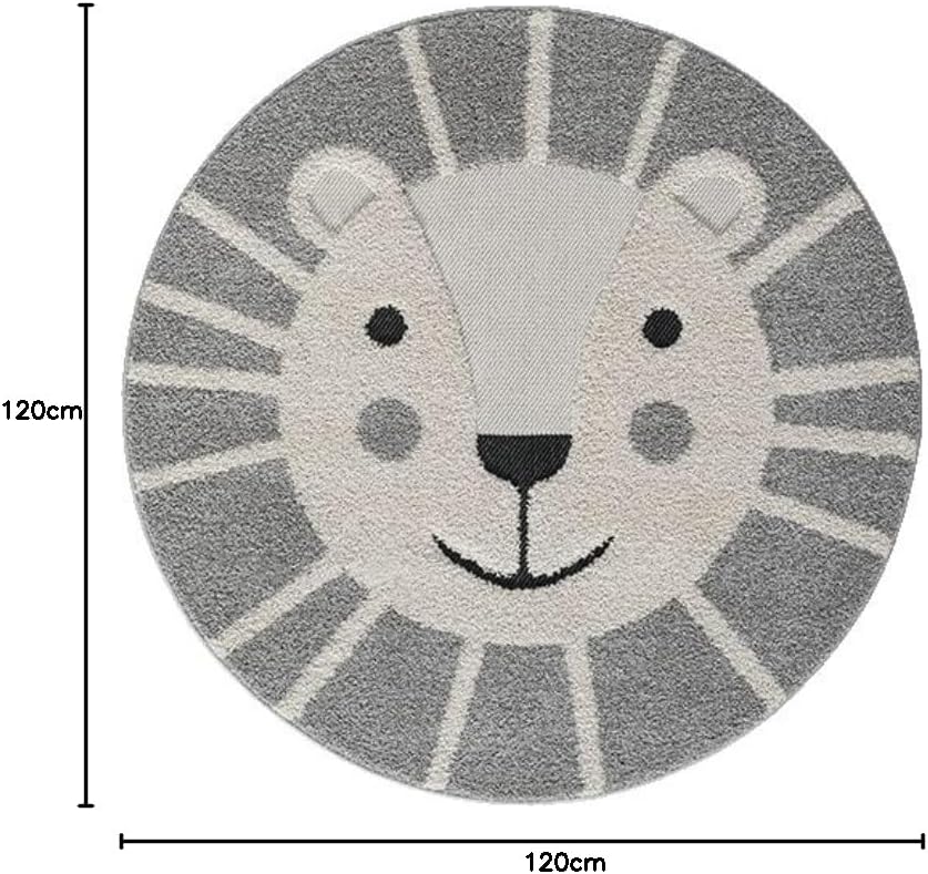 Bild von the carpet Lou Weicher Kuscheliger Kinderteppich, Weicher Kuschel-Flor, Pflegeleicht, Farbecht, Outdoor, 3D Optik, Tier Motiv, Grau, 160 cm Rund