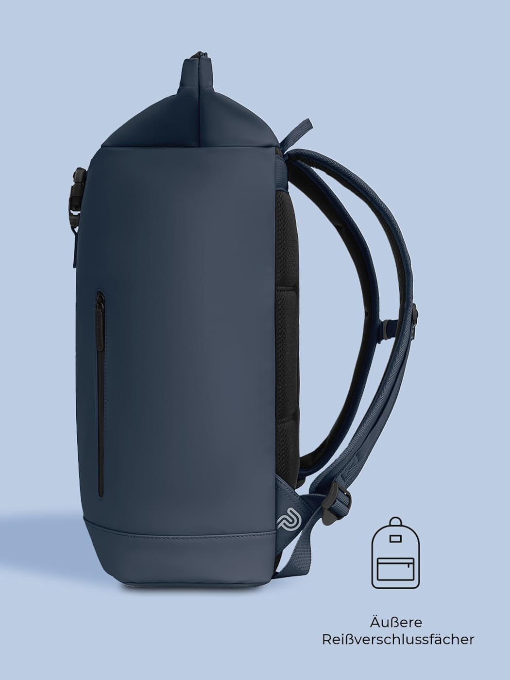 Bild von Pactastic XL breiter Rolltop Laptop-Rucksack | 750 Gramm leichter Daypack aus wasserabweisendem veganem Tech-Material 35 x 17 x 45 cm | verstellbare Schultergurte & gepolsterter Rücken