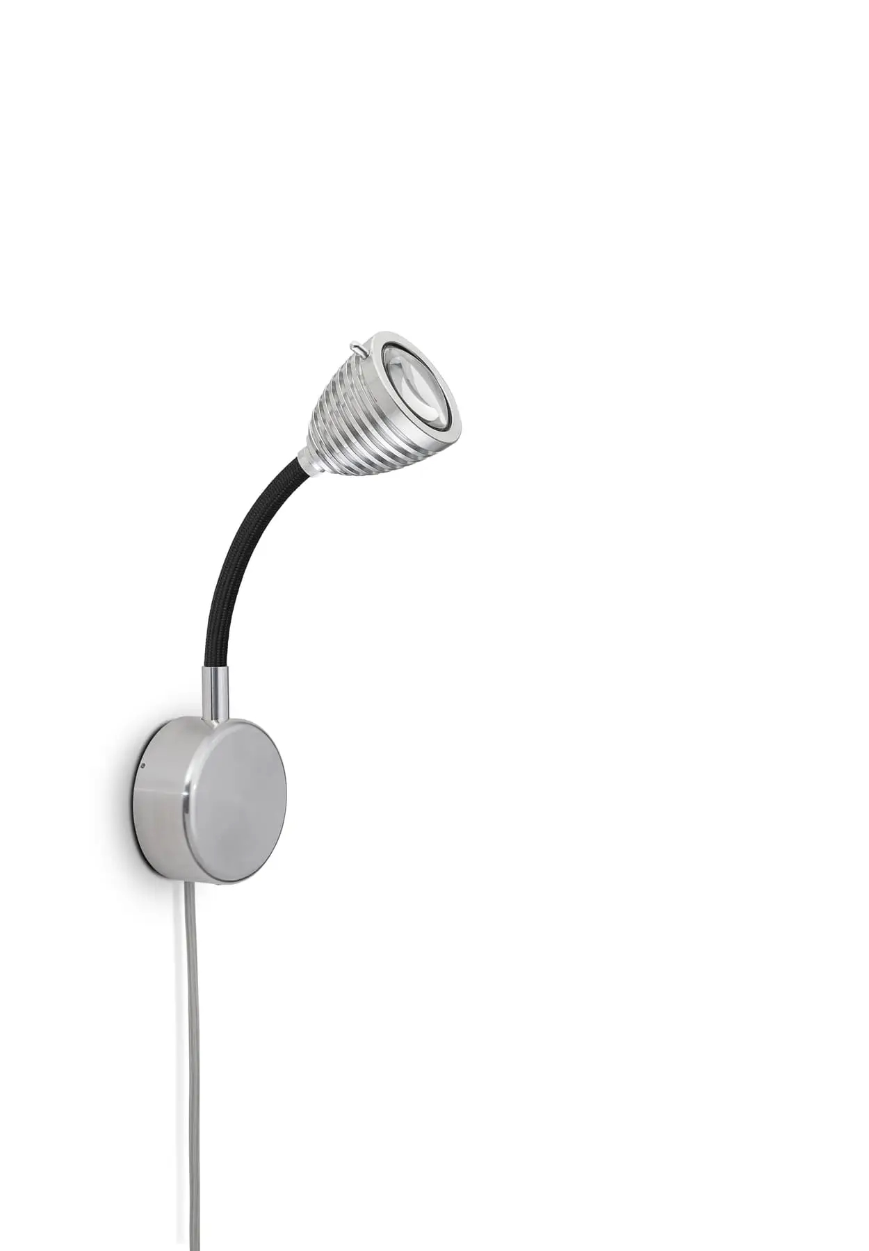 Bild von Less?n?more ATHENE LED-Wandleuchte, 15 cm Flexwelle Schwarz, Kopf Alu, mit Tastdimmer  A-BWL1-V-KA-FTS