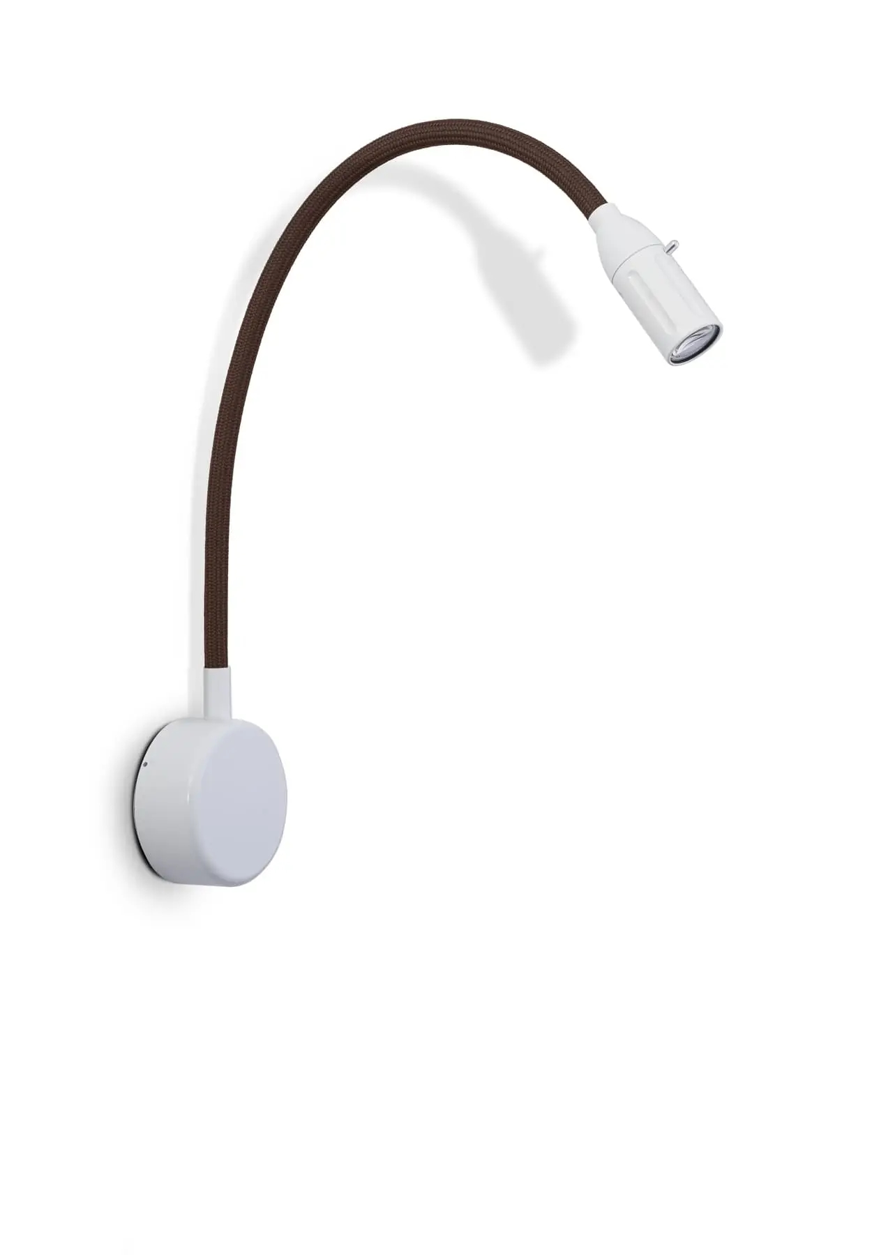 Bild von Less?n?more ZEUS LED-Wandleuchte, Kopf Wei?, 45 cm Flexwelle Braun, phasendimmbar Z-BWL2-P-KW-FTU