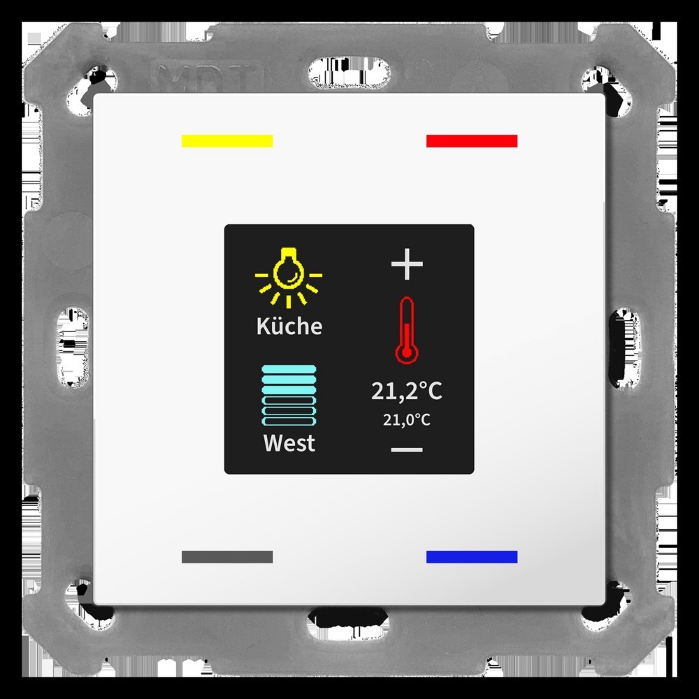 Bild von MDT, Zubehör Schalterprogramm, BE-TAS55T4.01 Taster Smart 55 4fach m.Farbdisplay+Temp.sensor Reinweiss gl.