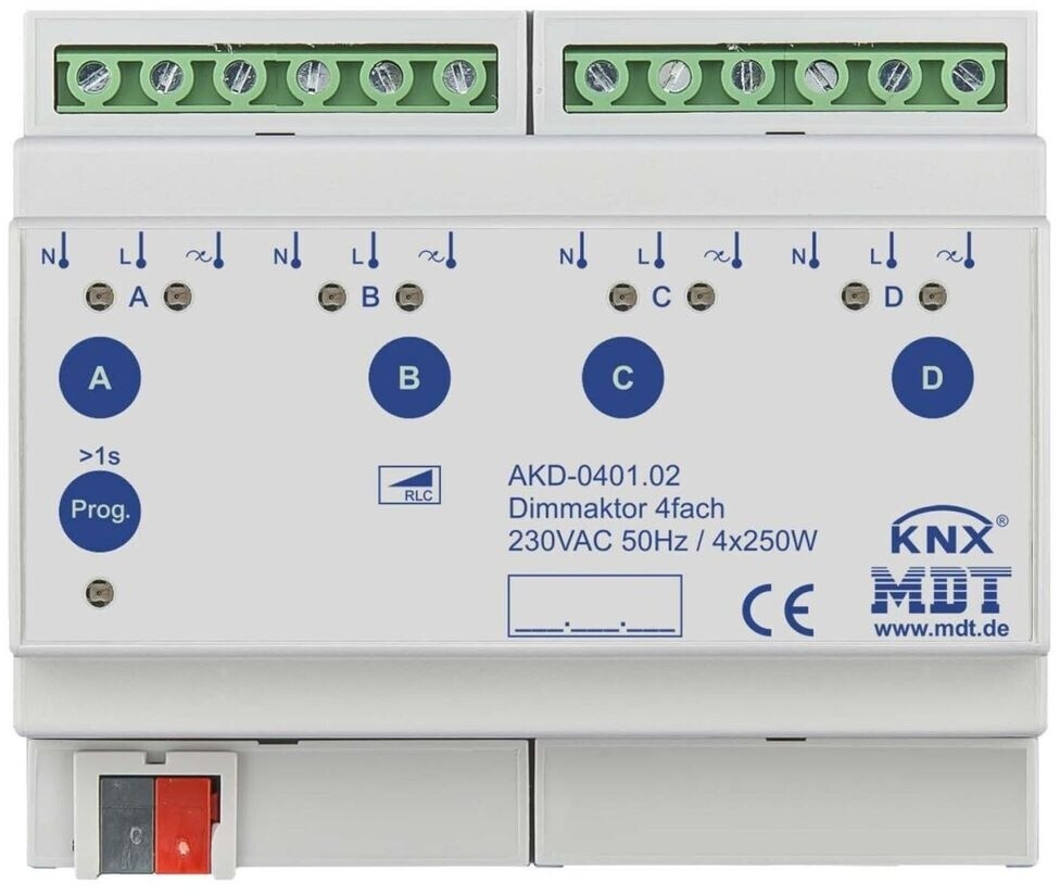 Bild von MDT Dimmaktor 4f, 6TE REG, 250W, 230VAC, Wirkleistungsmess