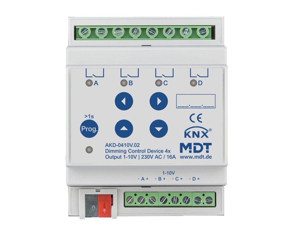 Bild von Dimmaktor 4-fach, 4TE, REG, 1-10V, RGBW MDT AKD-0410V.02