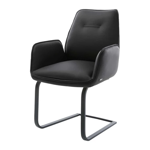 Bild von Schwingstuhl Zoa-Flex Echt-Leder Schwarz Freischwinger flach Schwarz
