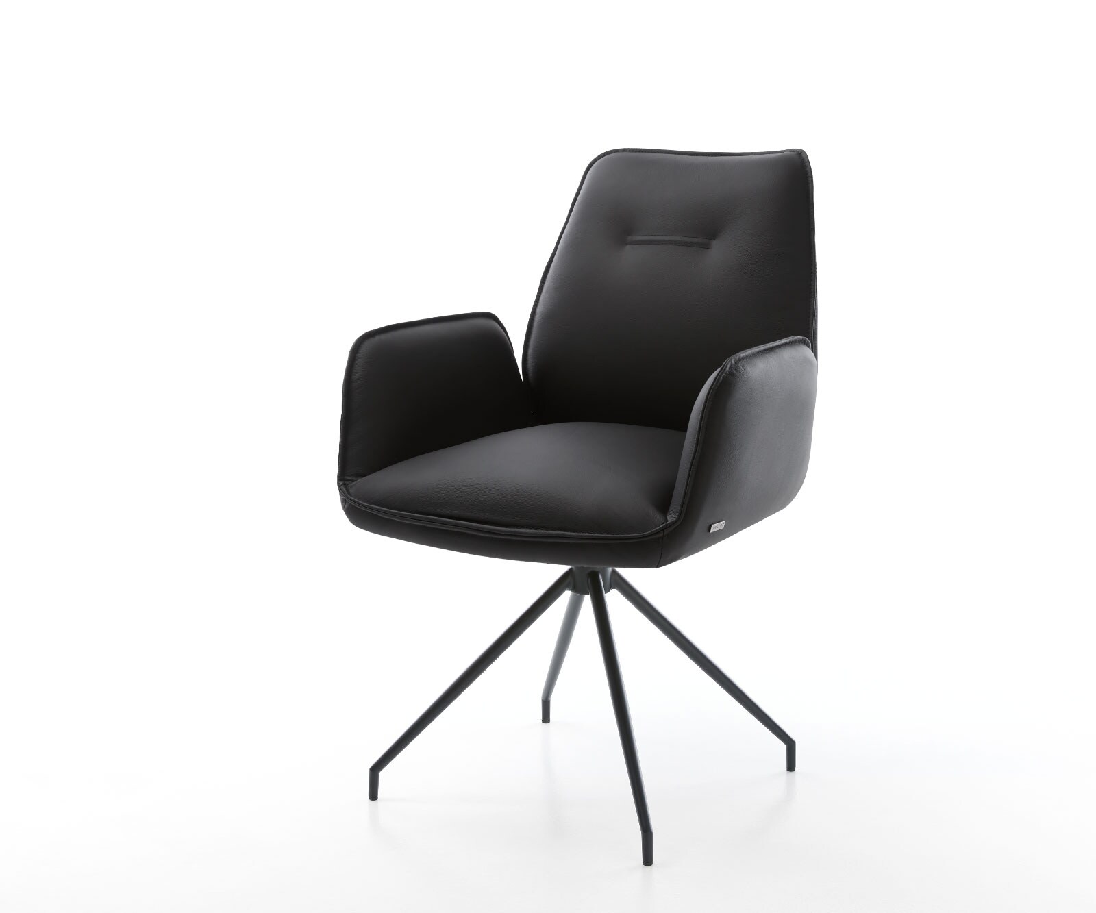 Bild von DELIFE Drehstuhl Zoa-Flex Echt-Leder Schwarz Kreuzgestell konisch Schwarz 180° drehbar, Esszimmerstühle