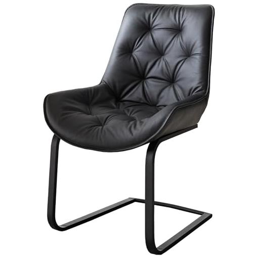 Bild von Schwingstuhl Taimi-Flex Echt-Leder Schwarz Freischwinger flach Schwarz