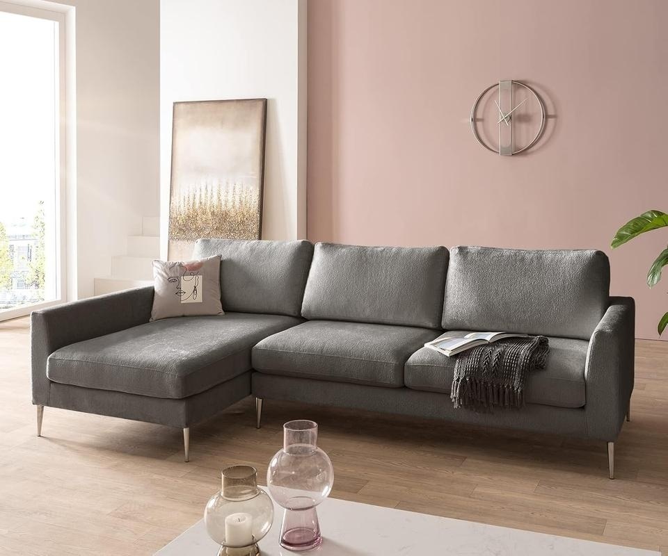 Bild von Ecksofa Marla 285x140 cm Chenille Creme-Weiß Ottomane links